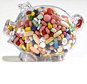 CN2TTE Piggy Bank Filled With Pills
